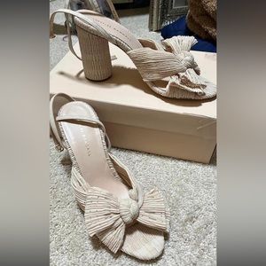 NEW & NEVER WORN. Loeffler Randall Camellia Cream Plaid Heels - size 9